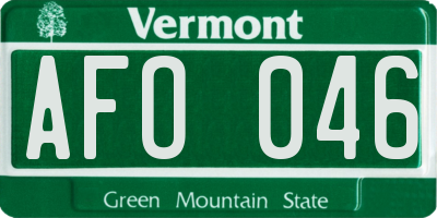 VT license plate AFO046