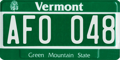 VT license plate AFO048