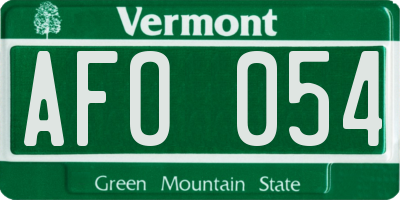 VT license plate AFO054
