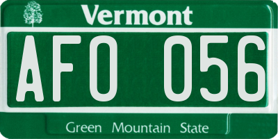 VT license plate AFO056