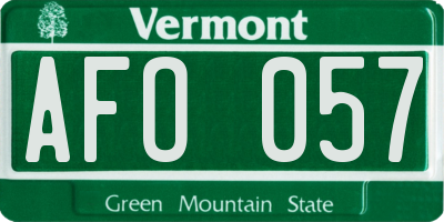 VT license plate AFO057