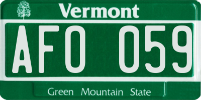 VT license plate AFO059