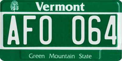 VT license plate AFO064