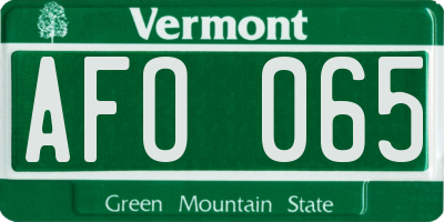 VT license plate AFO065