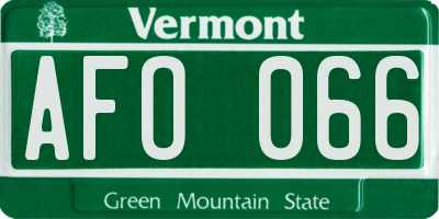 VT license plate AFO066
