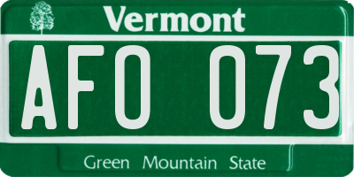 VT license plate AFO073