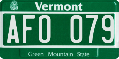 VT license plate AFO079