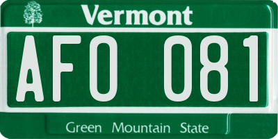 VT license plate AFO081