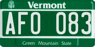 VT license plate AFO083