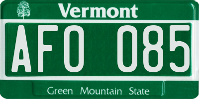 VT license plate AFO085