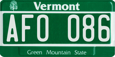 VT license plate AFO086
