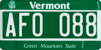 VT license plate AFO088