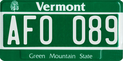 VT license plate AFO089