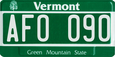 VT license plate AFO090