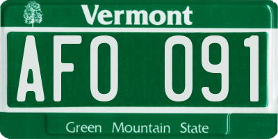 VT license plate AFO091