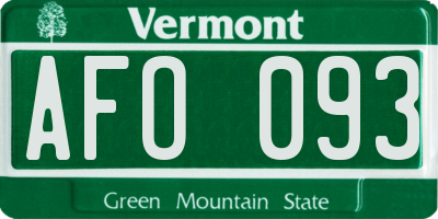 VT license plate AFO093