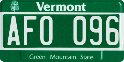 VT license plate AFO096