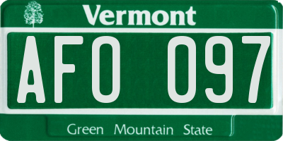 VT license plate AFO097