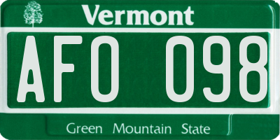 VT license plate AFO098