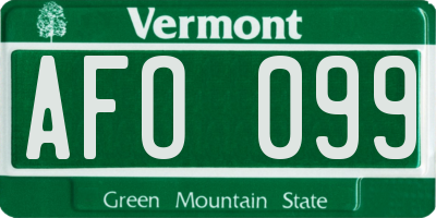 VT license plate AFO099