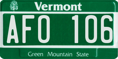 VT license plate AFO106
