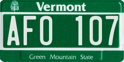 VT license plate AFO107