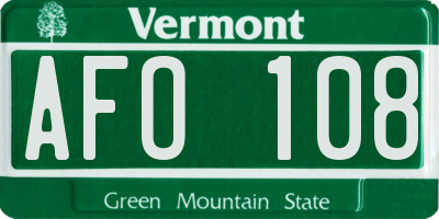 VT license plate AFO108