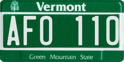 VT license plate AFO110