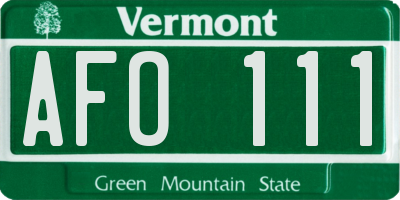 VT license plate AFO111