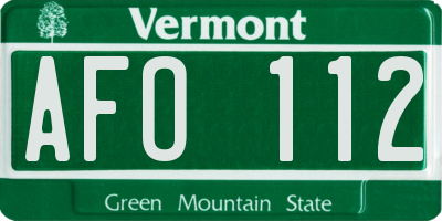VT license plate AFO112