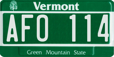 VT license plate AFO114