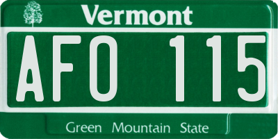 VT license plate AFO115