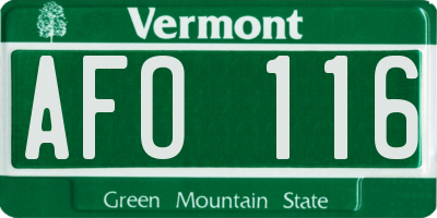 VT license plate AFO116