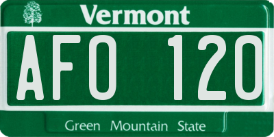 VT license plate AFO120