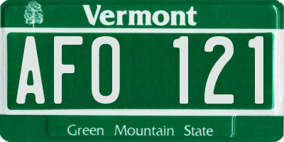 VT license plate AFO121