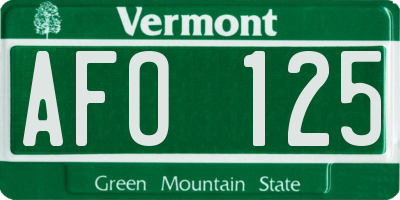 VT license plate AFO125