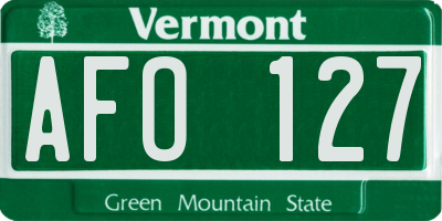 VT license plate AFO127
