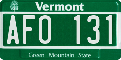 VT license plate AFO131