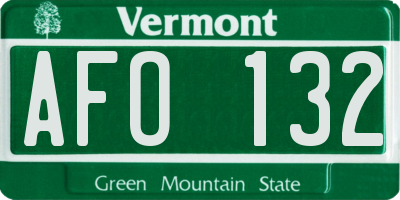 VT license plate AFO132