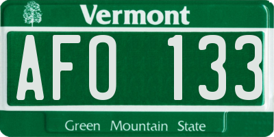 VT license plate AFO133