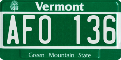 VT license plate AFO136