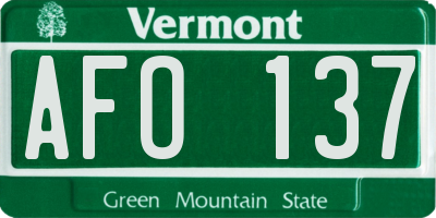 VT license plate AFO137