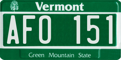 VT license plate AFO151