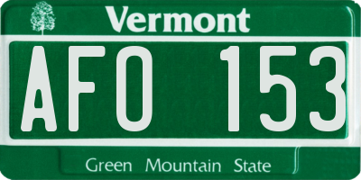 VT license plate AFO153