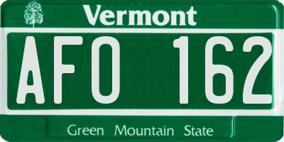 VT license plate AFO162