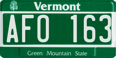 VT license plate AFO163