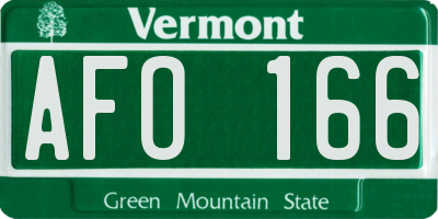 VT license plate AFO166
