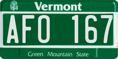 VT license plate AFO167