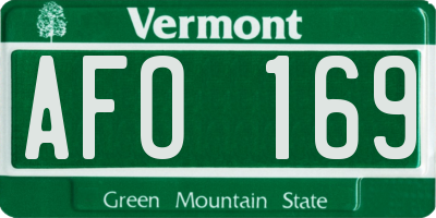 VT license plate AFO169