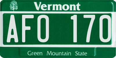 VT license plate AFO170